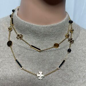 Tory Burch Reversible Logo-Geometric Pattern Sautoir Necklace